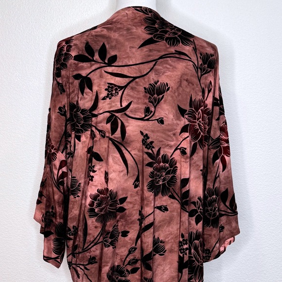 ANGL Velvet Burnout Kimono MEDIUM Reddish Brown Fringe Hem Whimsigoth Festival - Picture 8 of 11